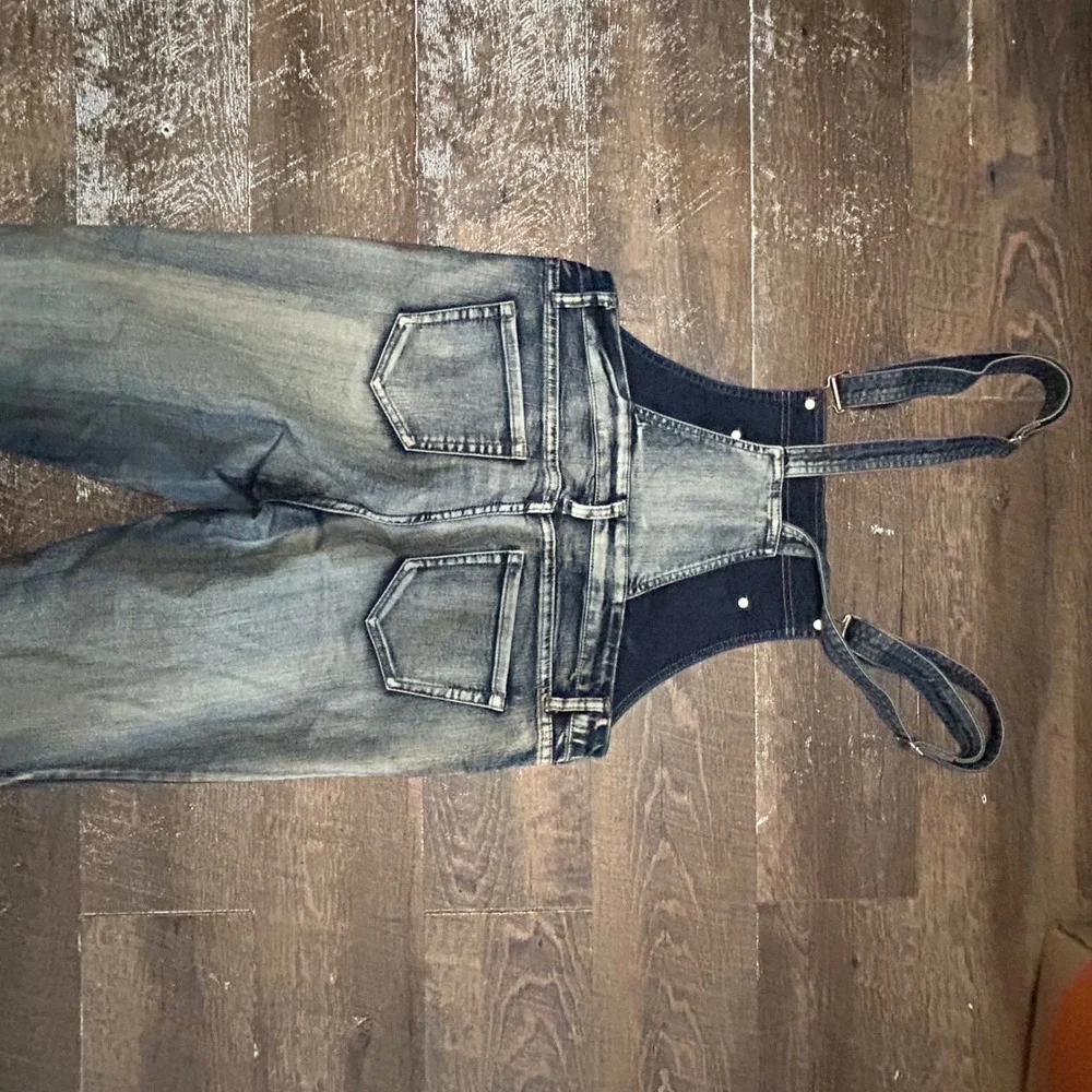YMI Womens Slim Fit Acid Wash Denim Overalls Distressed Blue Size 13 Y2K Grunge